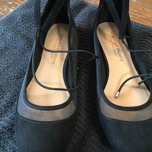 Black velvet dress flats